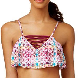 Hula Honey Strappy Flounce Bralette Bikini Top Juniors XL